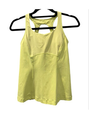 Lululemon Run Pace Tank Top Faded Zap Neon Yellow Green Built In Bra Size 6 Gym